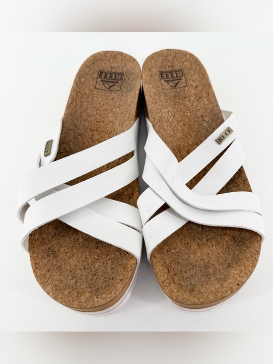 Reef Shoes - REEF White Cushion Bloom Hi Platform Slide Women’s Sandals Size 10 Beach Comfy